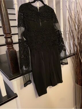 Ina Black Lace-Detail Mini Dress